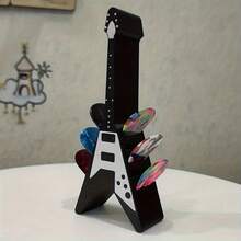 Creative V-Shaped Electric Guitar Style Guitar Pick Storage Stand Desktop Guitar Pick Display Storage Box Musician Instrument Accessories Desktop Decoration Ornament Can Hold Multiple Guitar Picks - Multicolor - View 1