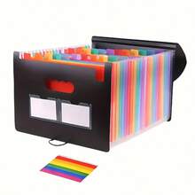 1pc Extended Folder, 25 Pocket File Organizer Box, Portable Plastic File Box, Paper/Document/Bill/Receipt Management Folder (A4/Letter Size) Art Supplies Folder, Multi-Functional Permanent Folder, Suitable For Office, School, Home - Multicolor - View 7