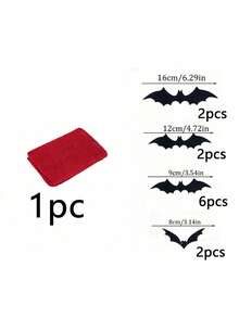 13 pièces/12 pièces Ensemble de décoration Halloween en tissu taché de sang et chauve-souris, comprend de la gaze d'horreur atmosphérique et des autocollants de chauve-souris 3D, convient pour la cour, le porche, la décoration de la maison, la fête d'Halloween, la maison hantée et le bar - Taille unique - Voir 9
