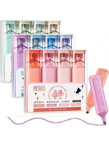 4pcs/Set Morandi Color Glitter Fluorescent Markers, Adjustable Line Width Art Drawing Pens, Student Stationery - 4-color Set - View 1