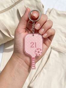 1pc Personalized Pickleball Paddle Keychain, Custom Text Pickle Ball Key Ring, Customized Sport Bag Charm Gift For Pickleball Lovers, Team Players - Multicolor - View 6