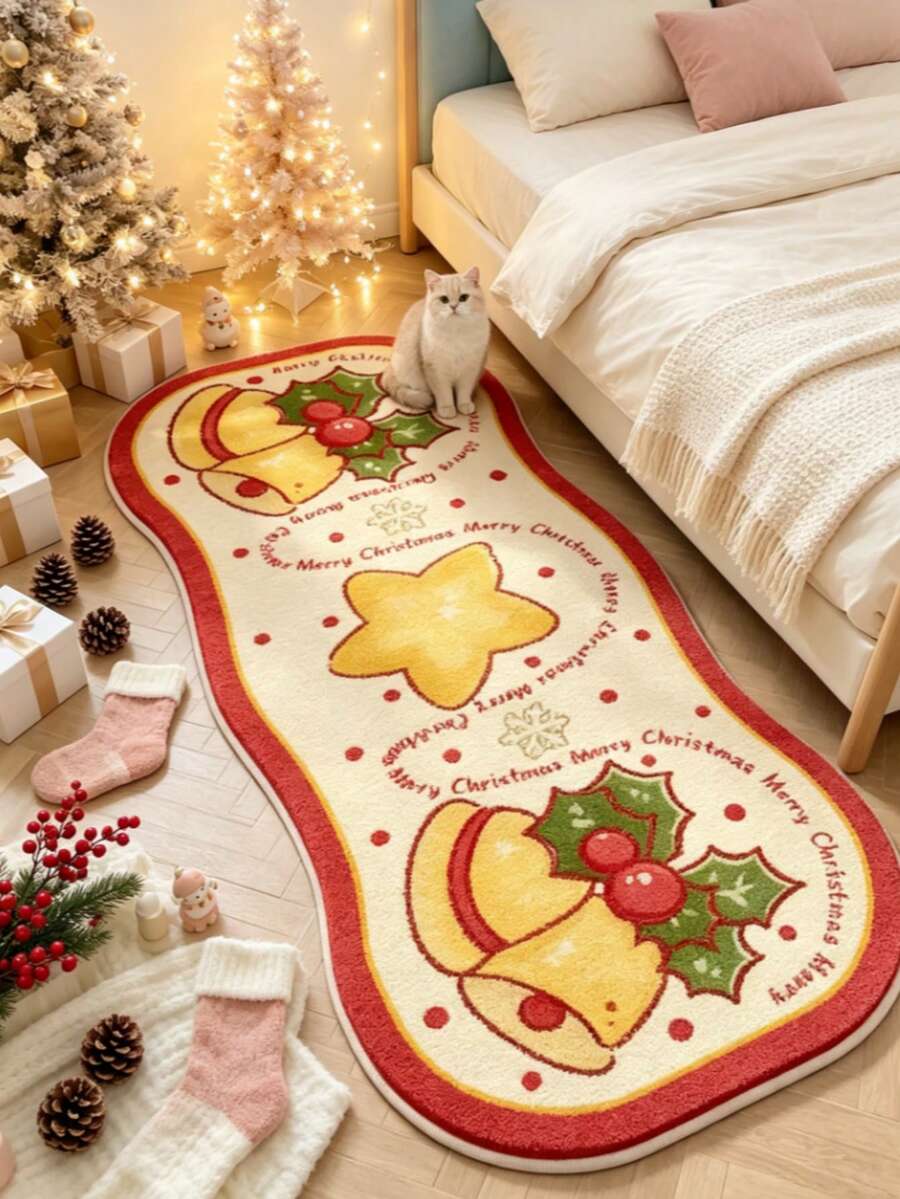1pc Christmas Bell Rug, Decorative Carpet, Bedroom Decor, Small Rug, Carpet, Home Decor, Living Room Rug, Living Room Small Rug, Bedroom Carpet, Living Room Home Decor, Outdoor Rug, Washable Carpet - Multicolor 6 - View 1