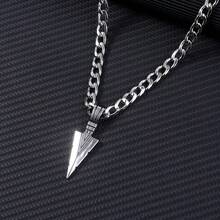Vintage Arrow Pendant Cuban Chain Stainless Steel Necklace For Men, Hip Hop Cool Triangle Pendant, Retro Street Style Versatile Personalized Accessory - Multicolor - View 3