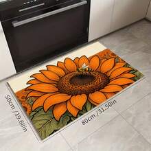 1pc "Bee & Sunflower" Pattern Design Kitchen Mat Silicone Rug, Absorbent Non-Slip Quick-Dry Bathroom Carpet, All-Season Door Mat Room Decor, Indoor Multi-Function Foot Pad - Multicolor - View 12