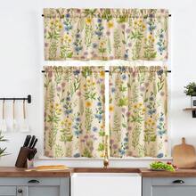 NOSBEI 2PCS Curtain Panels / 3PCS Kitchen Curtain Set, Bird & Leaf Digital Print Faux Linen Light Filtering Window Curtains, Botanical Branch Nature Inspired Farmhouse Curtains, Valance & Tier Set For Kitchen, Living Room, Bedroom & Dining Room - Multicolor - View 7