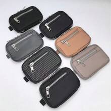 1pc Minimalist Double Zipper Coin Purse Mini Portable Card Holder Key Organizer Small Bag Earphone Storage Pouch For Men And Women - Multicolor - View 1