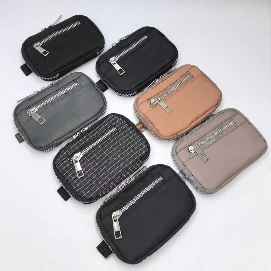 1pc Minimalist Double Zipper Coin Purse Mini Portable Card Holder Key Organizer Small Bag Earphone Storage Pouch For Men And Women - Multicolor - View 1