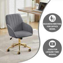 Adjustable Office Chair - Adjustable Grey Velvet - Grey - View 8