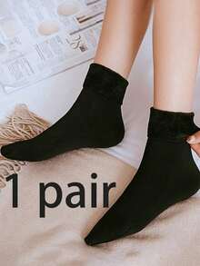 1/8/10 Pairs Winter Knitted Socks, Unisex, Thermal Lined, Thick, Warm, Self-Heating, Snow Socks - Multicolor - View 9