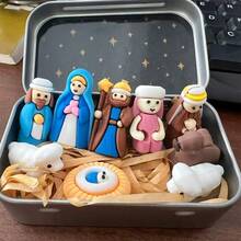 Set Kotak Kaleng Adegan Kelahiran Yesus Natal, Termasuk Patung Yesus, Cocok untuk Memajang Gambaran Keluarga Kudus, Set Adegan Kelahiran Yesus Mini dari Resin Buatan Tangan, Hadiah Dekorasi Natal yang Sempurna, Cocok untuk Dipajang di Meja Kantor - MultiWarna - View 15