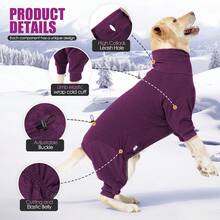 Dog Coats Autumn Winter Jumpsuit For Large Medium Dogs, Warmer Recovery Suit Polar Fleece Dog Jumpsuit Lightweight Pajamas Pullover Stretchy Four-Legged Cold Weather Clothes - Multicolor - View 4