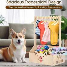 1pc Wooden Pet Toy Storage Box Multi-Functional Storage Basket, Suitable For Dog Cat Toys, Blankets, Leashes, Food, Etc., Suitable For Home Living Room Pet Supplies Dog Cat Toy Storage - Multicolor - View 4