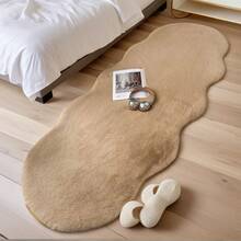 1pc Asymmetrical Wavy Faux Rabbit Fur Long Strip Rug, Thick Soft Sound-Absorbing Non-Slip Bedside Carpet, Washable Noise-Reducing Floor Mat For Bedroom, Window, Sofa Home Decor - Irregularly Shaped Carpet - View 12