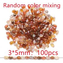100颗/包 3*5mm 中心孔水滴形玻璃珠，颜色混装，DIY珠宝制作材料，适用于鞋子、衣服、帽子、包包、配饰、头饰、腰链、钥匙扣、手机挂件等。 - 3*5mm中孔水滴 - 查看 22