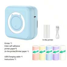 PRINHSJI Wireless Mini Printer, Portable Inkless Thermal Sticker Printer With 5 Rolls Printing Paper, For Photos, Notes, Gift, Receipts, Lists, And DIY Journals, Compatible With IOS & Android - Multicolor - View 15