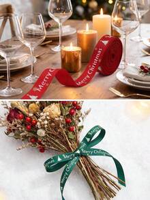 Ribbon, Christmas Gift Bag, Gift Wrapping Ribbon, Red Satin Ribbon - Christmas Party Decoration With Text, For Gift Wrapping, Wreaths, Garlands - Durable Polyester Ribbon, Suitable For Holiday Crafts And Decoration - View 5