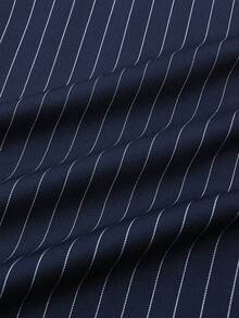Men's Blue Casual Outdoor Minimalist Striped Shirt And Shorts Fashion Set - Black - View 11