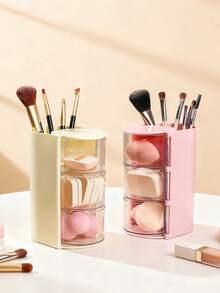 2/1pc Multifunctional Rotating Desktop Storage Box, Rotating Multi-Layer Transparent Hair Accessory Storage Box, Children's Room Rotating Desktop Storage Box, Hair Clip Storage Box, Multiple Hair Accessory Storage Box, Best Birthday Gift Makeup Brush Holder Makeup Organizer - Multicolor - View 4