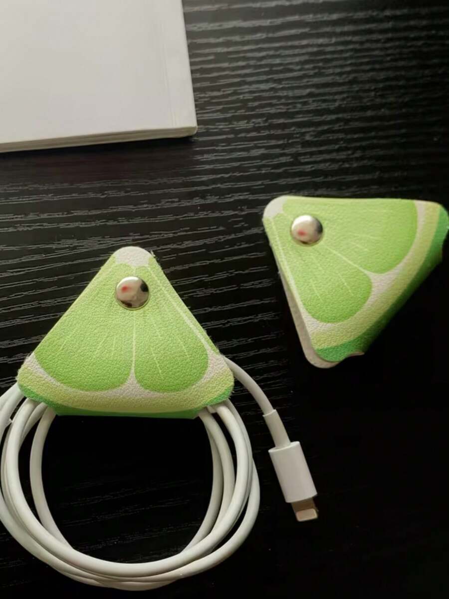 5pcs Cute Fruit Sliced Cable Organizer, Portable Earphone Charging Cable Storage Winder, Travel Cable Management Accessories, With Watermelon, Lemon, Orange, Strawberry, Lime Patterns - Multicolor - View 1