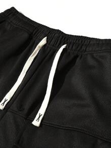 Men's Spring/Autumn New Drawstring Fashion Casual Sports Long Pants, Unisex, Suitable For Spring/Autumn - Black - View 3