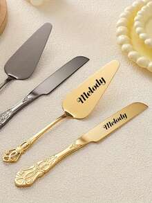 Customized Text Logo Wedding Cake Knife And Server Set, Mr. And Mrs. Gift Set, For Wedding, Engagement, Birthday, Anniversary, Graduation, Bachelor Party, Wedding Souvenir, Thanksgiving, Christmas Gift - Multicolor - View 9