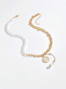 1pc Fashionable Beaded Chain Long Necklace, Vintage Style Personalized Necklace - necklace - View 5