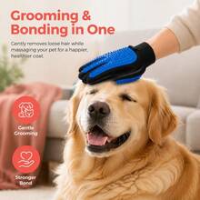 Gentle Pet Grooming Glove, Silicone Multi-Function Deshedding Brush, Massage & Bathing Tool, Suitable For Dogs, Cats, Horses, Rabbits And Small Pets, Adjustable - Red - View 4