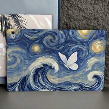 1件星空白色蝴蝶油畫平板保護殼，附筆槽，相容 iPad 10代智能保護殼/Air 13(M3 2025)/Air 11/11(A16 2025)，相容 OPPO Pad，相容 MatePad，相容 Vivo Pad，相容 Honor Pad，相容 Xiaoxin Pad - 彩色 - 查看 8