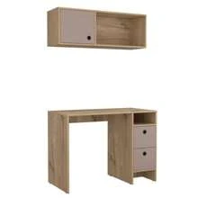 Juego de oficina, tres cajones - Multicolor + Tablero de partículas + Melamina + Moderno + Espacio de vida principal - Ver 3