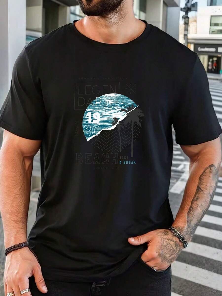 Men T-Shirts - 黑色 - 查看 1