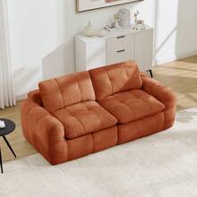 Sofa Orange Made Of Chenille For Living Room - 橘色雙座 - 查看 1