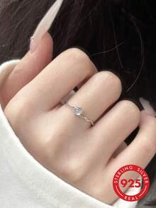 Cincin Perak Sterling 925 Minimalis Halus Terbuka yang Dapat Dipersonalisasi - Perak - View 2