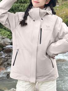 CAMEL CROWN Down Jacket Windproof Jacket Unisex 3-In-1 Winter Fleece Lining Thickened Outerwear Hiking Jacket - Oak Ash - View 5