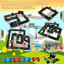 Magnetic Building Blocks Road Set With Cars, Suitable For 4-8 Years Old Children, 6 Cars, Traffic Lights And Road Signs, STEM Educational Building Toy, Suitable For 3-5 Years Old, 4-8 Years Old, 5-7 Years Old Boys And Girls, Expandable Magnetic Assembly - Multicolor - View 2