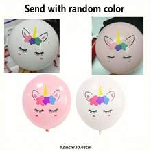 20pcs 12-Inch Rainbow Horn & Expressive Pink Unicorn Latex Balloons - Pink & White Birthday Wedding Baby Party Decoration Magic Celebration Essential, Fun Design Event Planning Set (Ribbons Not Included) - View 6
