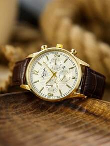 1pc Men's Quartz Watch With Fashionable Temperament Suitable For Daily Matching Birthday/Graduation Gifts Casual Gatherings - Brown - View 2
