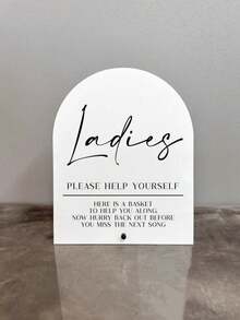 1pc Neutral Acrylic Restroom Sign, Modern Wedding Restroom Sign With Base, Printed With "Please Help Yourself" For Men And Women, Hospitality Basket Decor, Suitable For Wedding Reception, Event And Bridal Shower Party Tabletop Sign - 24cm*20cm - View 5