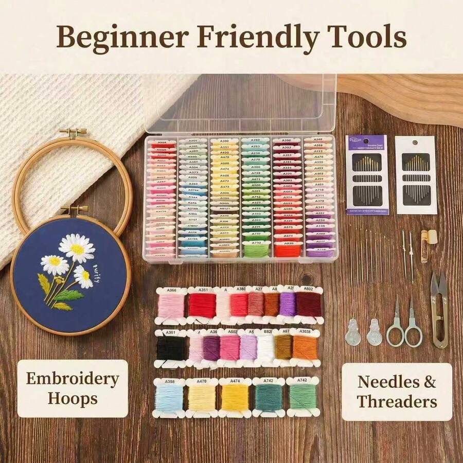 120/80 Colors Embroidery Thread, Colorful Cross Stitch Thread, Embroidery Thread Set, Embroidery Starter Kit DIY Crafts - A - View 1
