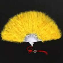 1pc 20s Vintage Folding Feather Fan, Suitable For Costumes, Dance Performances, Tea Parties, Weddings, And Decorations - Multicolor - View 10