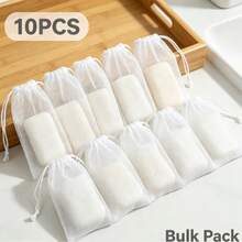 1/10/20pcs Drawstring Soap Mesh Bags, Exfoliating Mesh Soap Storage Bags, Reusable White Soap Pouches, Foaming Bath Cleaning Bags, Suitable For Shower, Bath And Home Bathroom Use - Upgraded Version - View 10