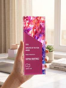 1pc Custom Logo And Text Trophy Award,Top Performer And Trophy Award,Million Dollar Club Recognition Plaque - Multicolor - View 4
