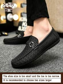 Men's Loafers New Casual Shoes Versatile Soft Sole Driving Loafers Slip-On Fisherman Shoes Slouchy Shoes British Style Boat Shoes Flat Canvas Shoes Men's Shoes Black Dress Shoes Flat Shoes (Runs Small And Narrow, Order 2 Sizes Up) - Black - View 1