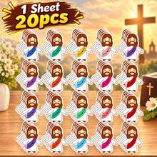 20/100/200pcs "Jesus Loves You" Religious Theme Stickers, Faith-Based Decorative Labels For Water Bottles, Laptops, Notebooks, Party Favors, Gift Wrapping, Journals, Scrapbooks, Envelope Seals And DIY Crafts - Multicolor - View 2