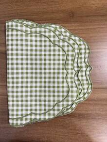 1/2/4pcs French Pastoral Ins Style Minimalist Gentle Yellow Plaid Asymmetric Embroidered Vintage Dining Napkin/Placemat/Tablecloth - Multicolor - View 14