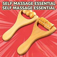Wooden Massage Tool Set, Handheld Wooden Roller Massager, Suitable For Full Body, Anti-Cellulite Lymphatic Detox Muscle Relaxation Massager, Suitable For Neck, Back, Legs, Home SPA Use - View 3