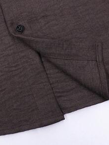 Men's Brown Patch Pocket Vacation Style Short Sleeve Shirt And Shorts Casual Set - Coffee Brown - View 7