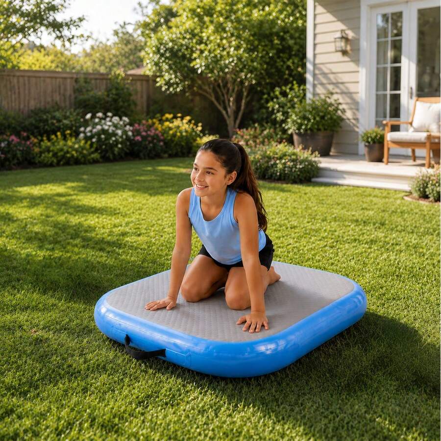 Inflatable Air Barrel Tumbling Mat Gymnastics Training Equipment With Pump For Home Use - Blue - View 1