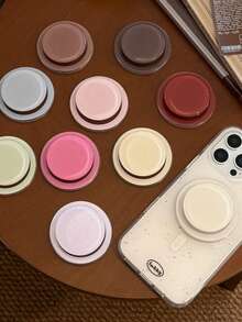 1pc Ins Style Solid Color Minimalist Magnetic Phone Holder, Strong Adsorption Suitable For Apple, Honor, Magnetic Phone Cases, Personalized Retractable Portable Desktop - Multicolor - View 2