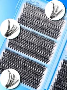 Limete Eyelash 720PCS Eyelash Cluster Set, Large Capacity D-Curl Eyelash Book, 30D+40D+50D+60D Mixed Density Design, 8-16MM Wispy Lash Clusters Natural Fluffy Style, Create 3D Voluminous Big Eye Makeup Effect, Suitable For Cosplay, Wedding, Photography, Party, Holiday Celebration, Travel And Daily Beauty Use - D - View 6
