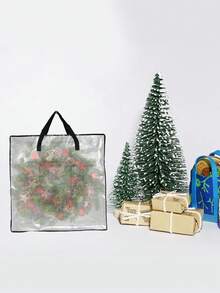 1pc Heavy-Duty Clear Wreath Storage Bag & Sturdy Moving Box Alternative Large Capacity Container With Zipper For Christmas Decorations, Seasonal Wreaths, Clothes, Bedding, Gift, Holiday Organizer, Home Storage Solution, Waterproof Protection Box - Multicolor - View 8